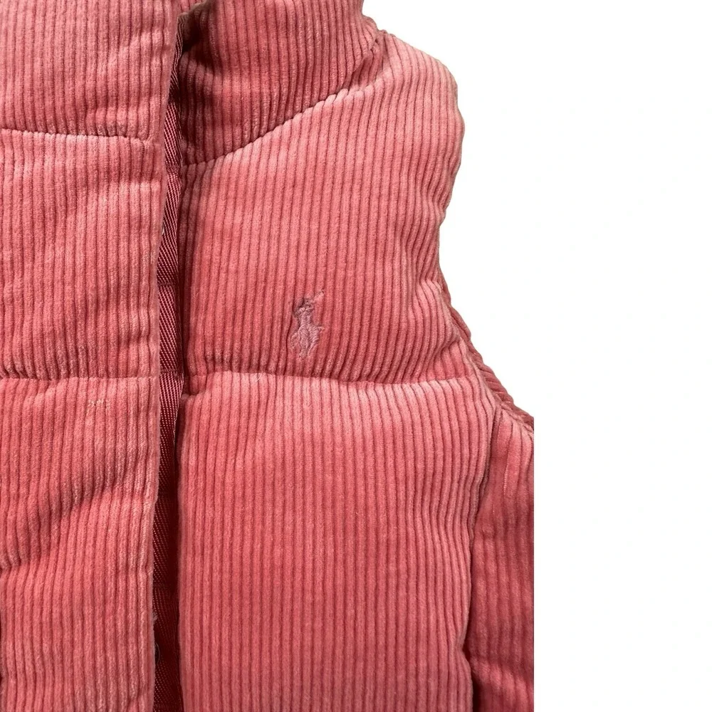 Polo Ralph Lauren Pink Corduroy Duck Down Girls Vest Size 3T Full Zip